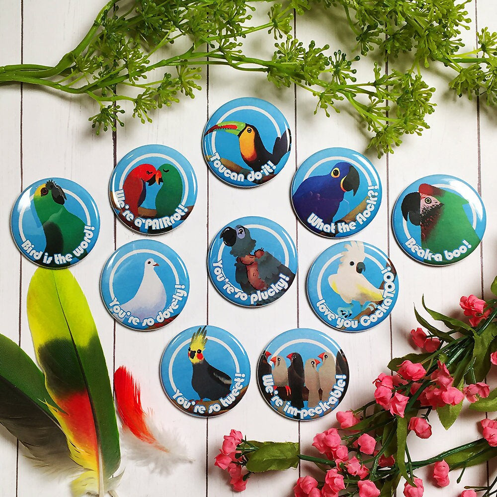 Plucky Parrot Pins and Pin Set