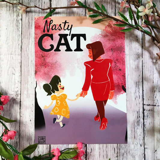 Nasty Cat Art Print: Among the Cherry Blossoms